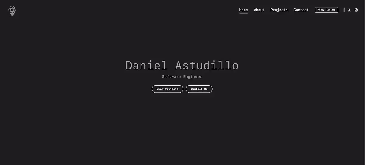 Personal Website v2 - Current iteration of my personal website built with Next.js, TypeScript, React and Tailwind CSS. Features a dark mode toggle and font switcher. - Built with Next.js, TypeScript, React, Tailwind CSS, Framer Motion